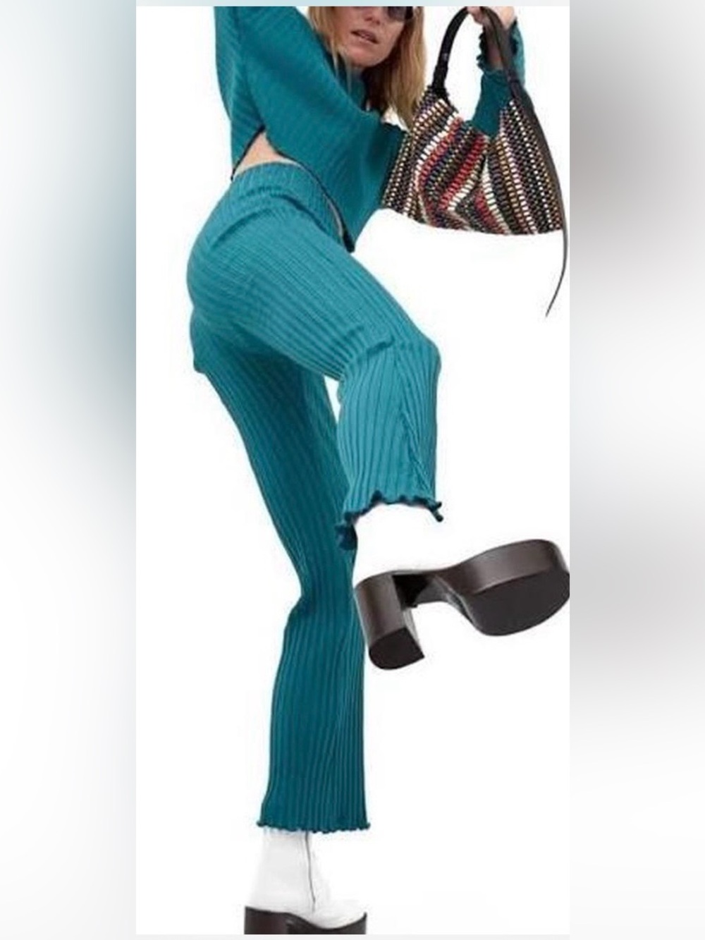 Simon Miller Cyrene Rib High Waist Stretch Trousers— Oasis Blue, M